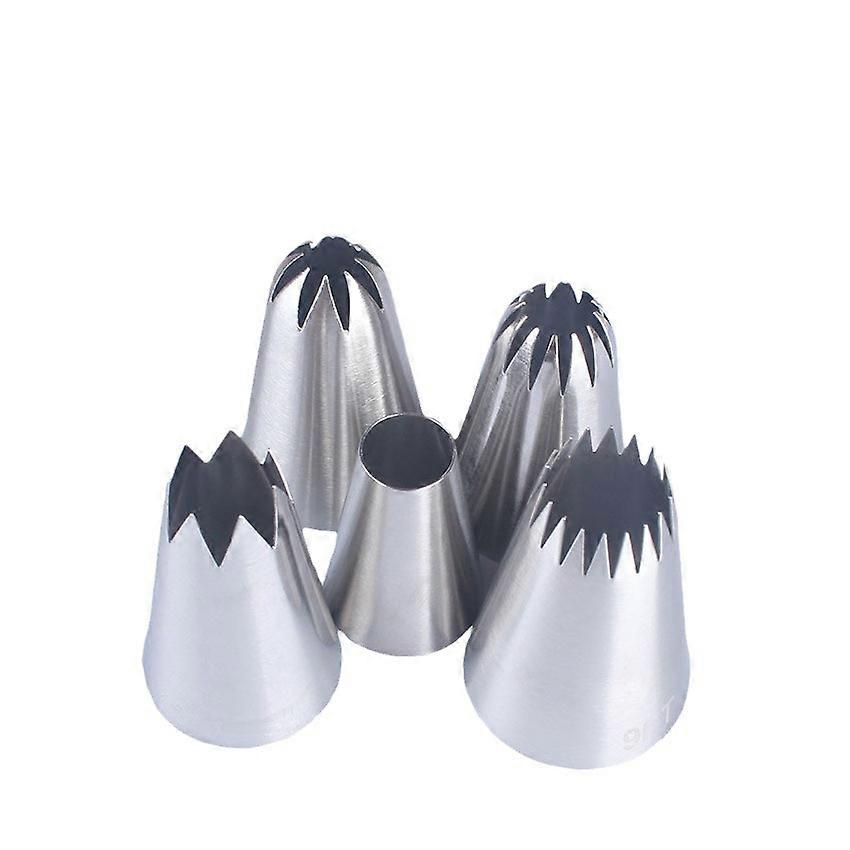 5-piece large round multi-tooth set and decorating tip combination