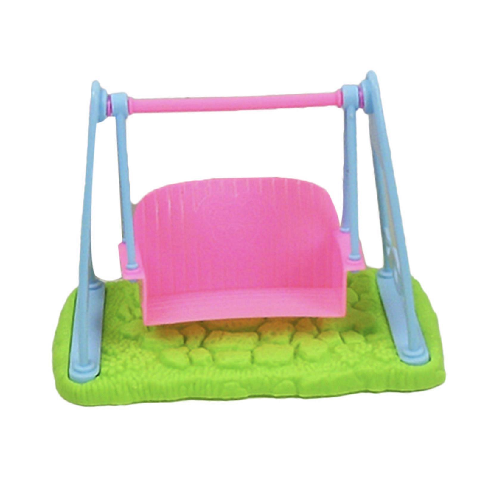 Miniature Swing Easy-Install Cartoon Style Plastic Dollhouse Swing Rocking Chair for Kids
