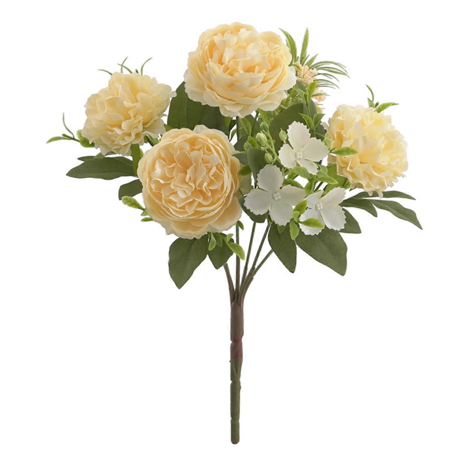 Artificial Peony with Stem 6 Heads Non-withering No Watering Wedding Photo Props Realistic Reusable Faux China Rose Flower Bouquet Home Decoration Sup