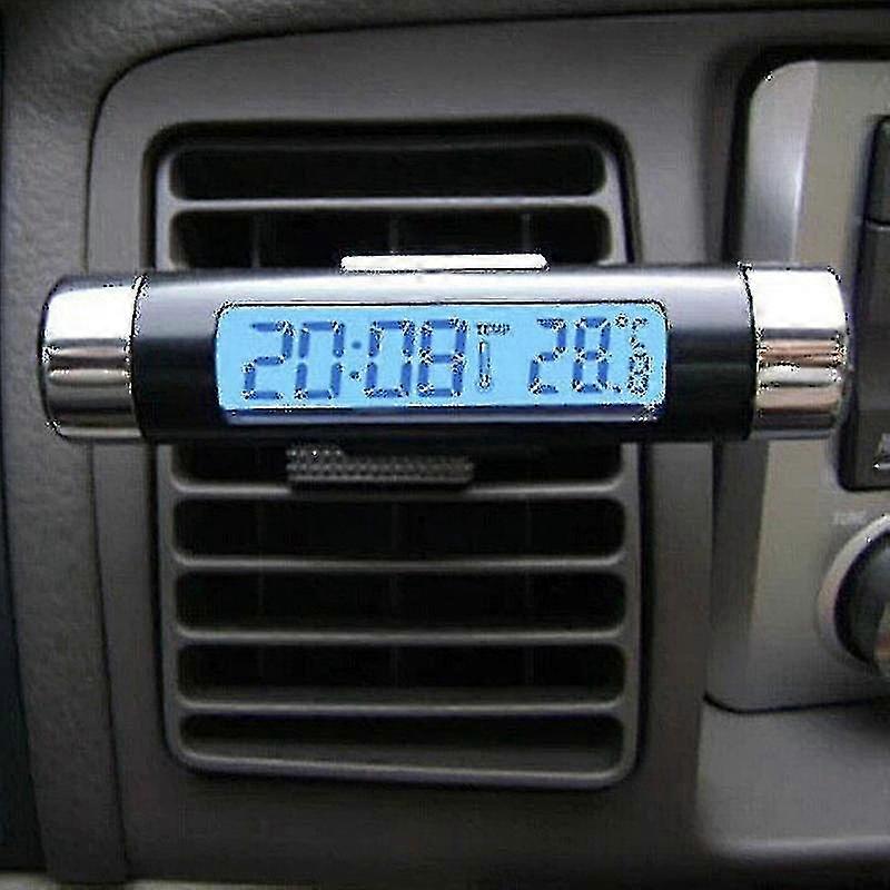 High Quality 2 In 1 Led Auto Clock Car Thermometer Luminous Outlet Transparent Digital Car Clock