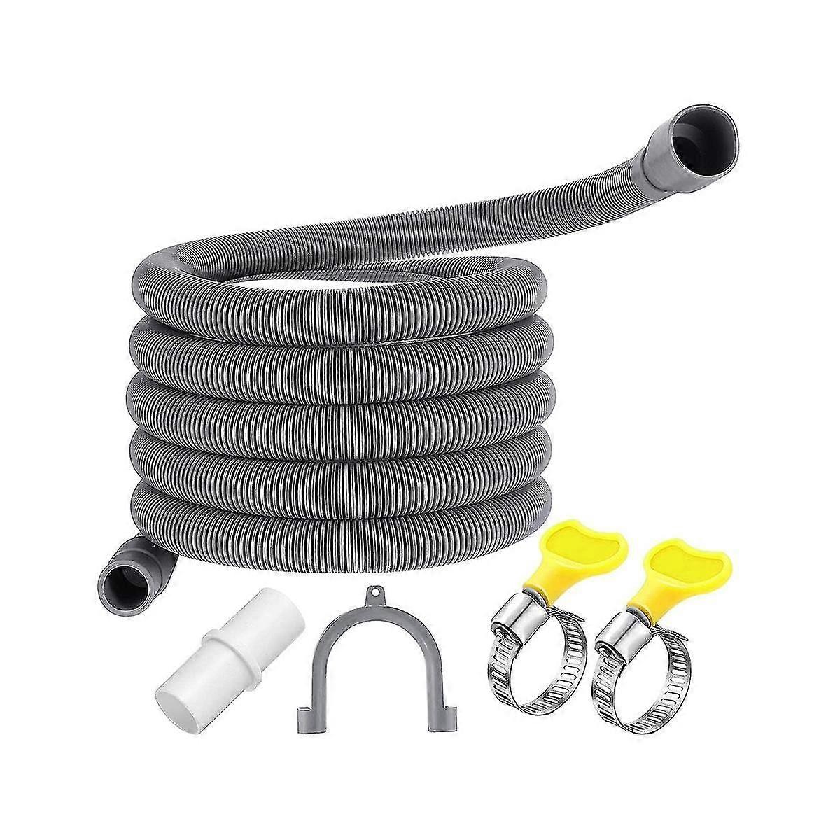 Vaskemaskine Afløbsslange 10 fod fleksibel opvaskemaskine Afløbsslange Forlængersæt Skive Udløbsslange