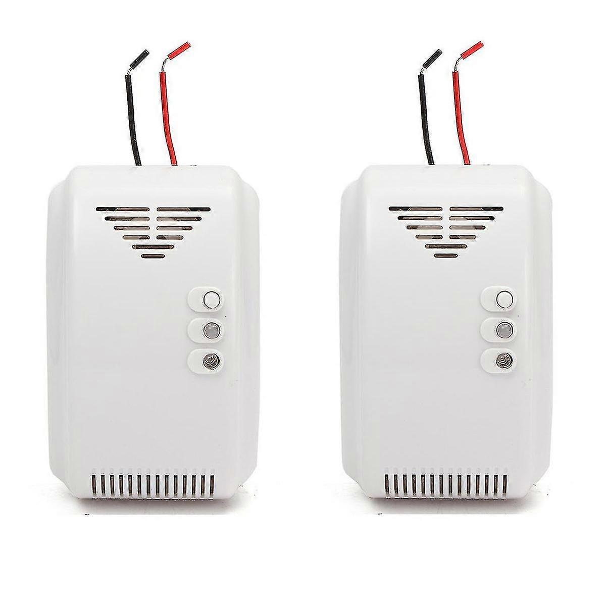 2pcs 12v Lpg Propane Butane Combustible Gas Leak Alarm Detector Sensor Led Flash Alarm Sound Motor-f