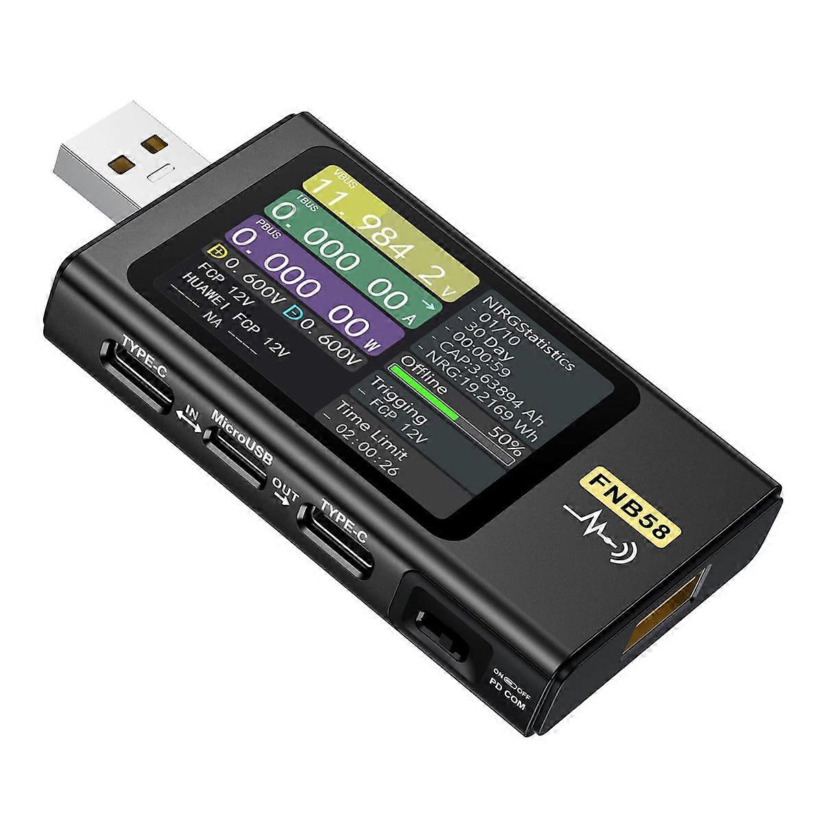 FNB58 USB Tester Voltage Current Power Tester, Fast Charge Detection Trigger Capacity Measurement