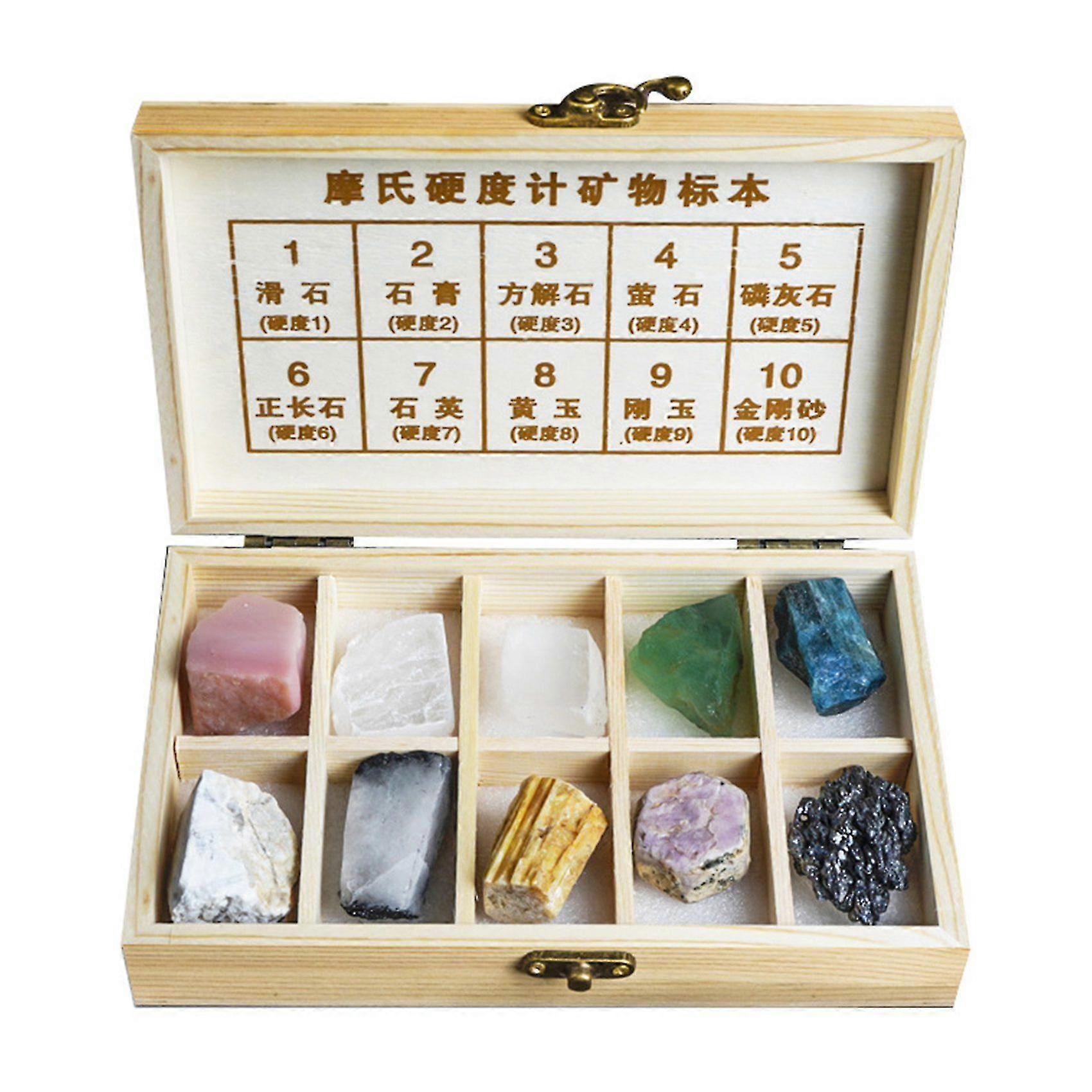 10 Grid Mohs Hardness Box Mohs Stone Hardness Tester Natural Crystal Fluorite Mineral For Science T