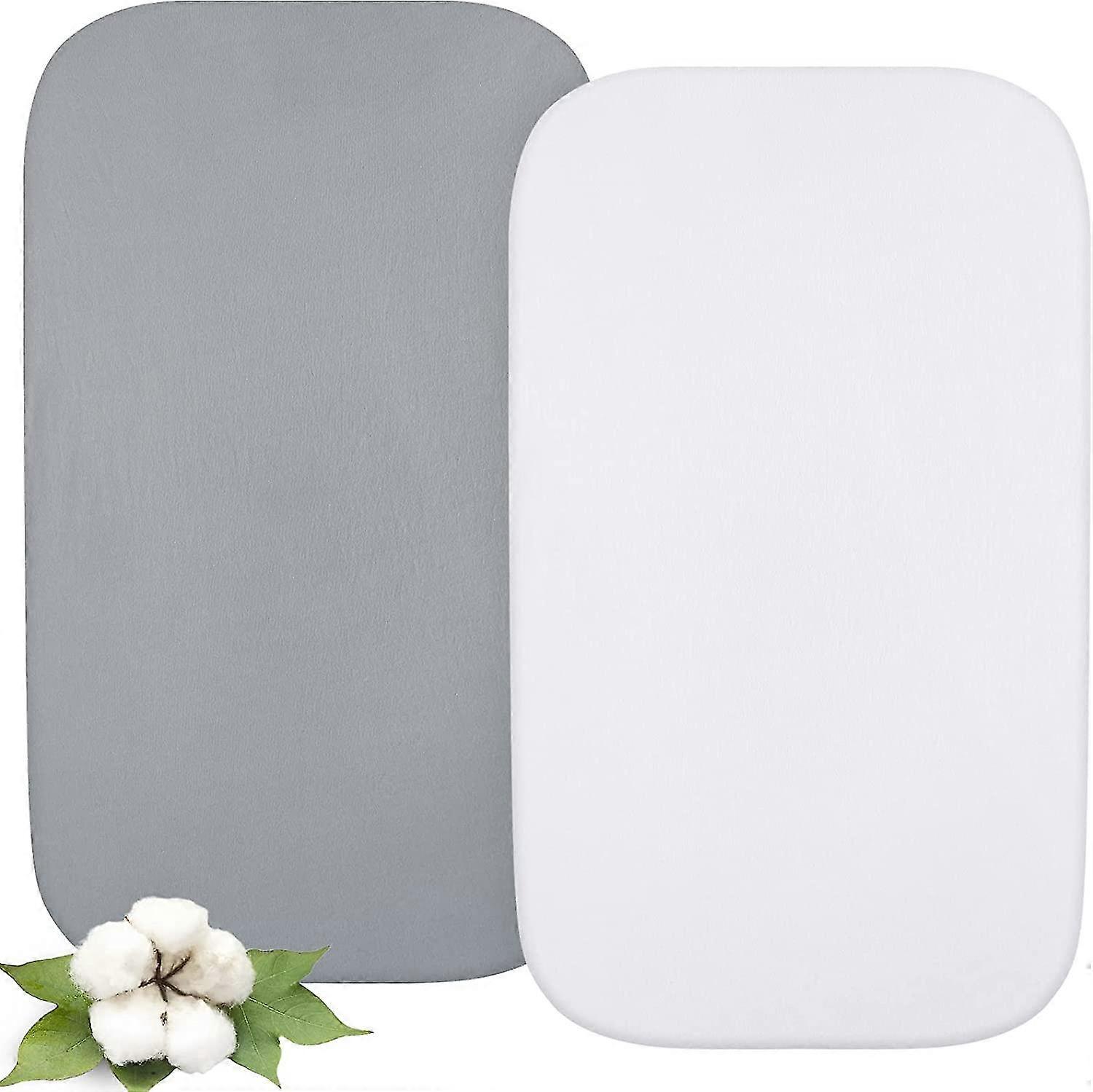 Bassinet Sheets Fit for AMKE Baby Bassinet (31"x20") και Maydolly Baby Bedside, 100% Cotton, 2 Pack, Ultra Soft Bassinet Sheet, Λευκό και Γκρι