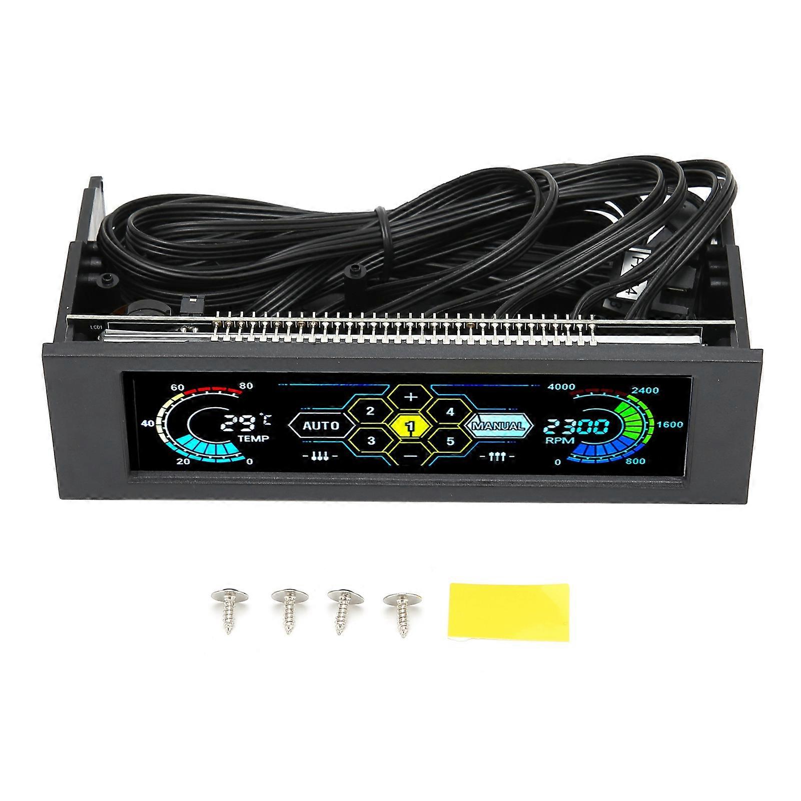 Computer Temp Monitor PVC Lens Panel Display 5 Sets Fan Temperature Controller for PC