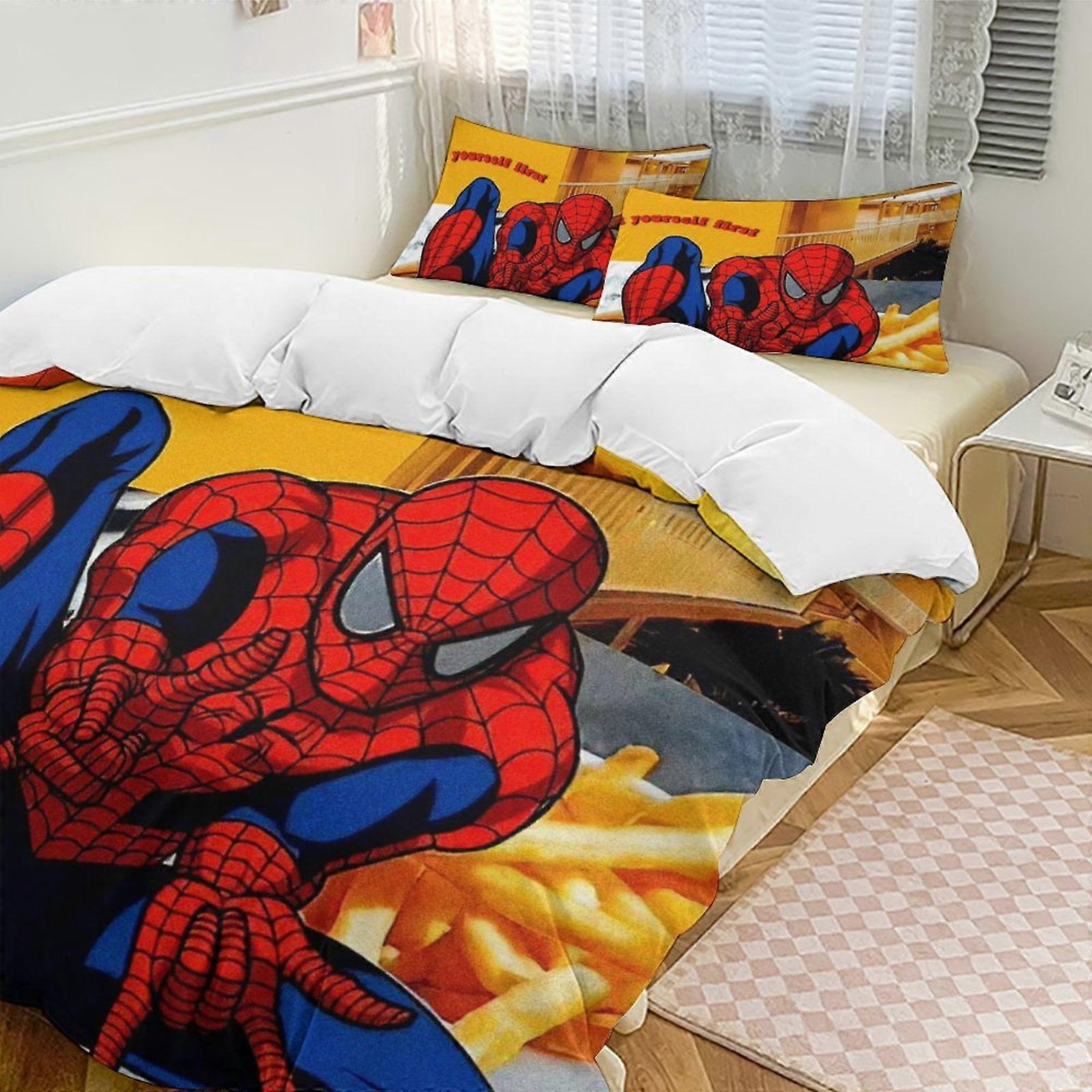 Zm323 Spider-Man 3-Piece Twin Bed Set - Includes 1 Single Quilt And 2 Pillow Cases Bedding - Fade Resistant Microfiber - Spider Lc323