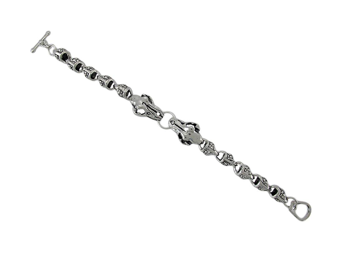 Chrome Plated Double Snake Link Toggle Clasp Bracelet