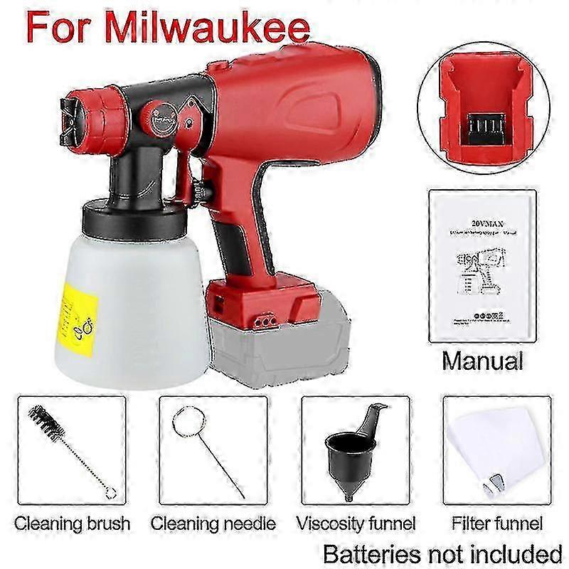 For Milwaukee 18v Battery 800ml Electric Spray Gun Cordless Paint Sprayer Auto Furniture Steel Coating Airbrush Compatible