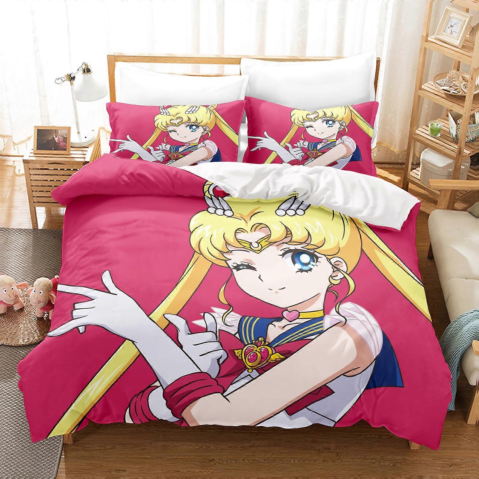 y1874 Bed Sheets Sailor Moon Duvet Cover Set Bedding Comforter Sets King Size 3D Children'S Bedding Set Bed Sheets vvb1874