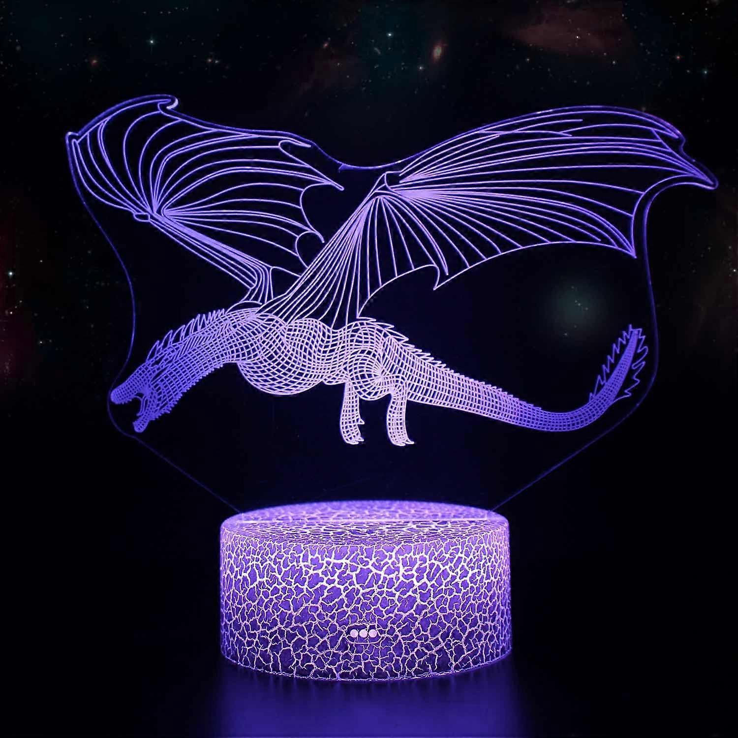 Inouril 3D Effect Lamp Illusion LED Night Lights Remote Controlled 16 Colors Game Theme Desk Table Nightstand Light(Pterosaur)