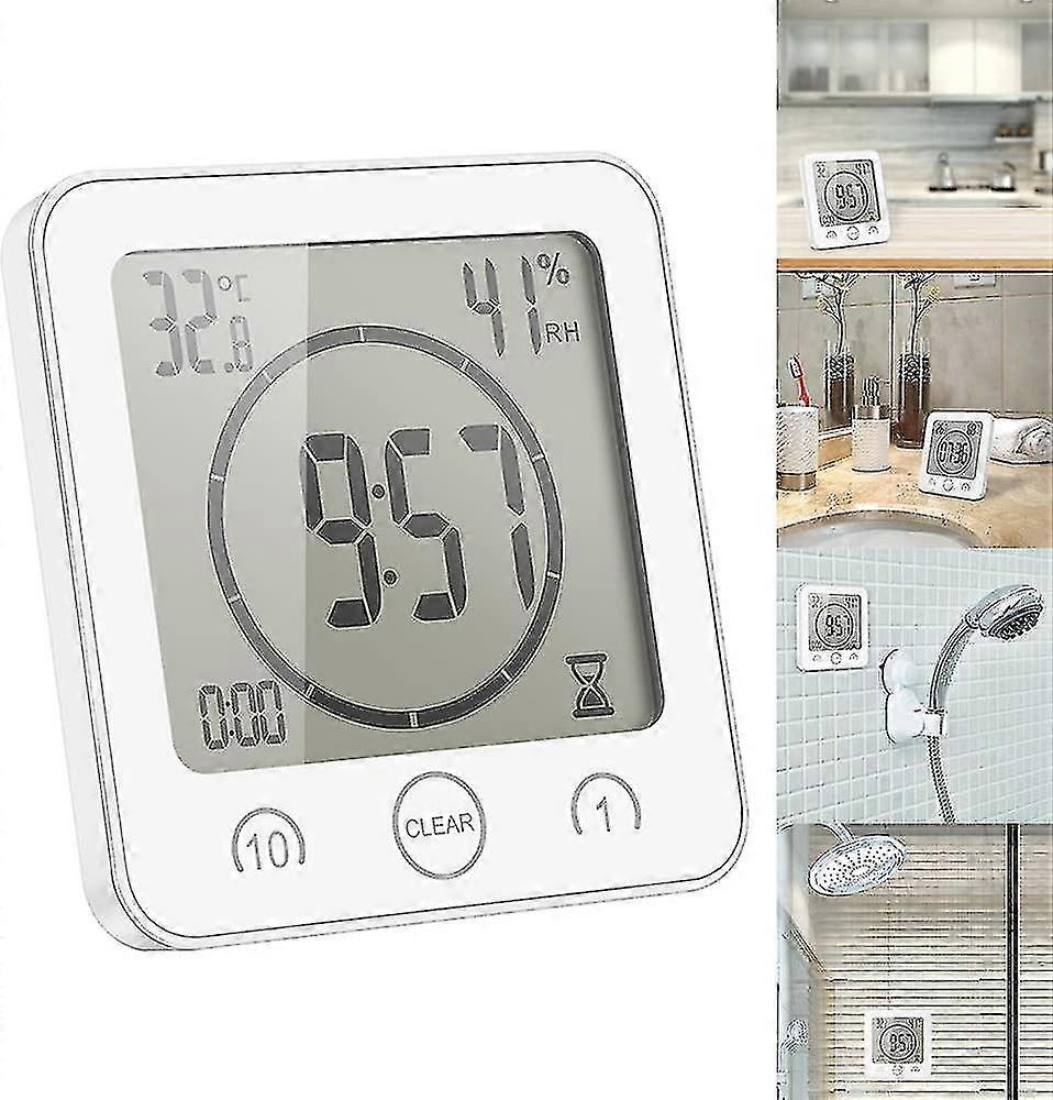 2024 Waterproof Shower Clock, Touch Shower Timer Clock (white)