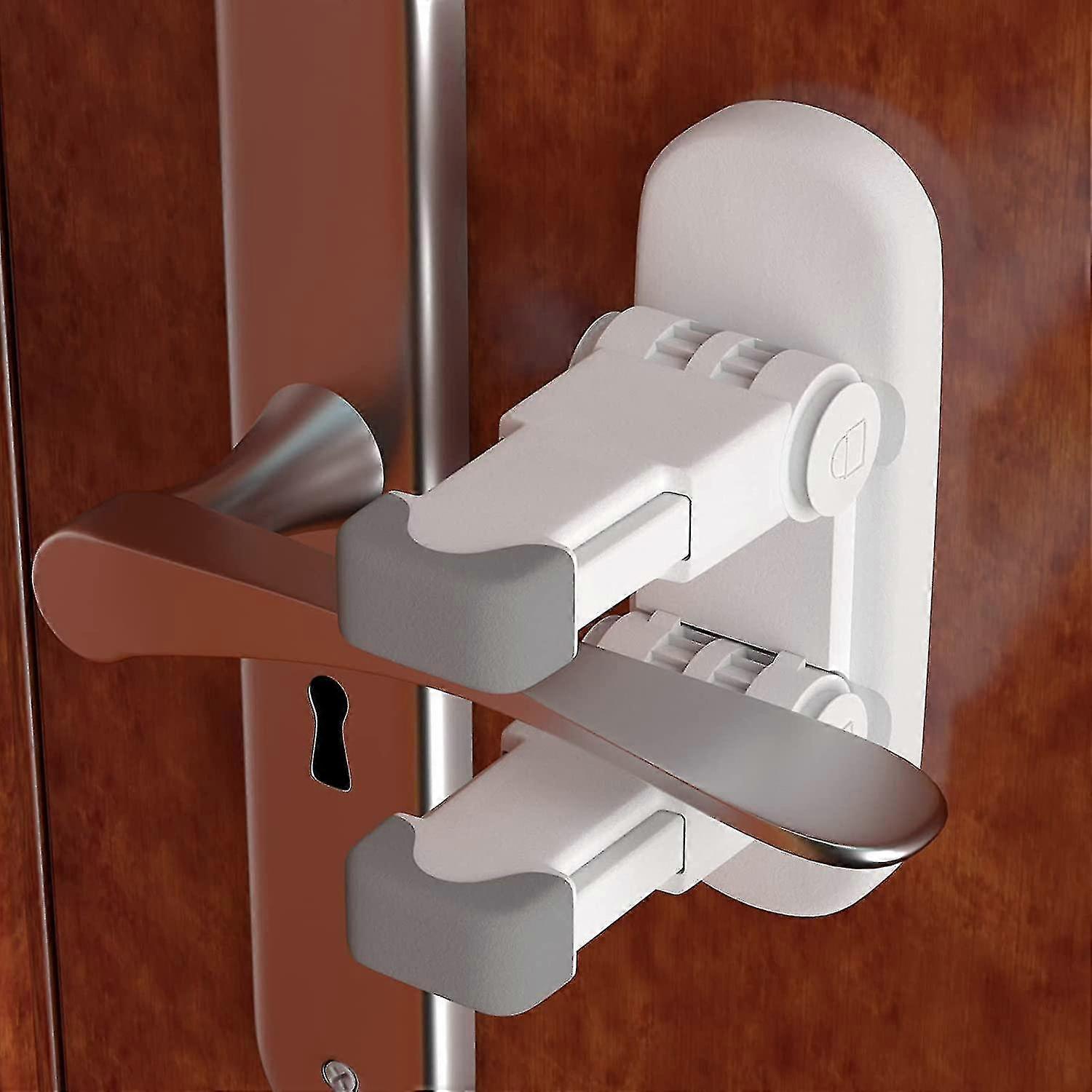 قفل مستوى الباب (تمت ترقيته) ، 2 حزمة قفل مقبض باب أمان للأطفال مع لاصق 3 أمتار ، أقفال مضادة للقفل للأطفال لغرفة النوم والحمام والمطبخ