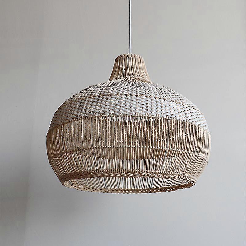 אורות תליון ראטן וינטאג 'ארוגים ביד מנורות תלויות ראטן לקישוט הסלון מנורות פינת אוכל E27 השעיה