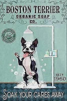 Border Collie Dog Retro Coffee Poster, Wall Art Decor Metal Sign Painting 8x12 polegadas OU 12x16 polegadas Mo