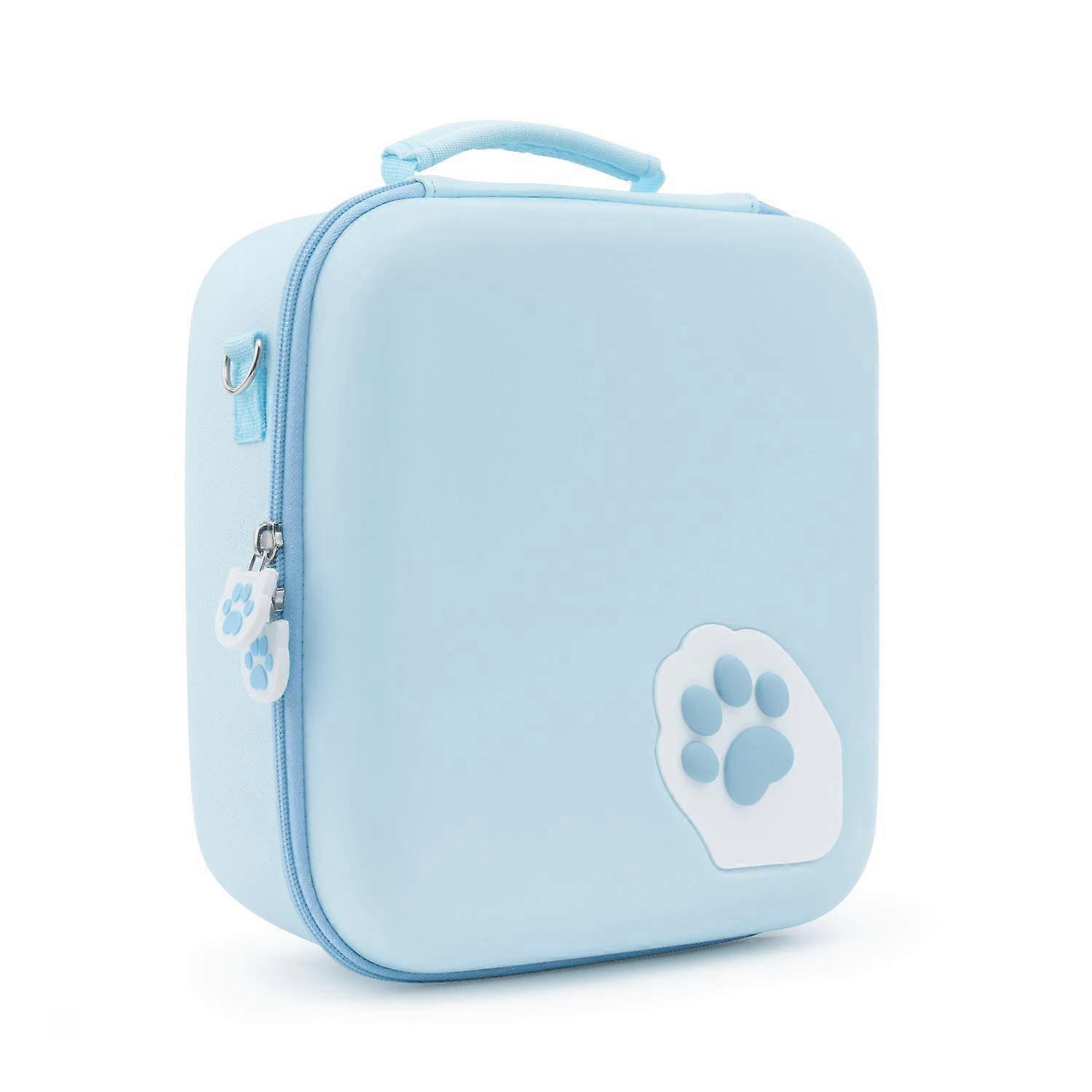 Blue Cat Paw Case Compatible with Nintendo Switch-Blue, Protective Travel System Case with 18 Game-Card Slots for Switch Console, Pro Controller, Dock