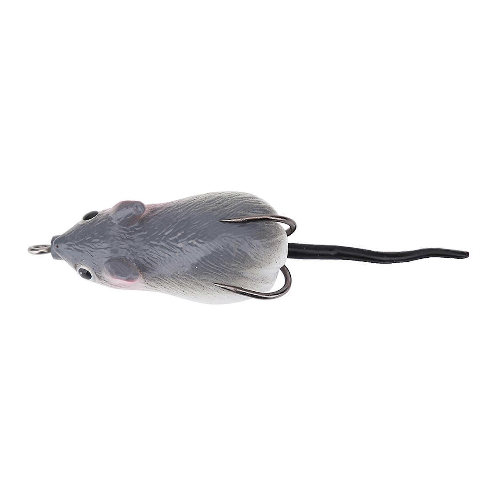 Soft Fishing Lures Dual Hooks Accessory - Artificial Mouse Shape (Grey)