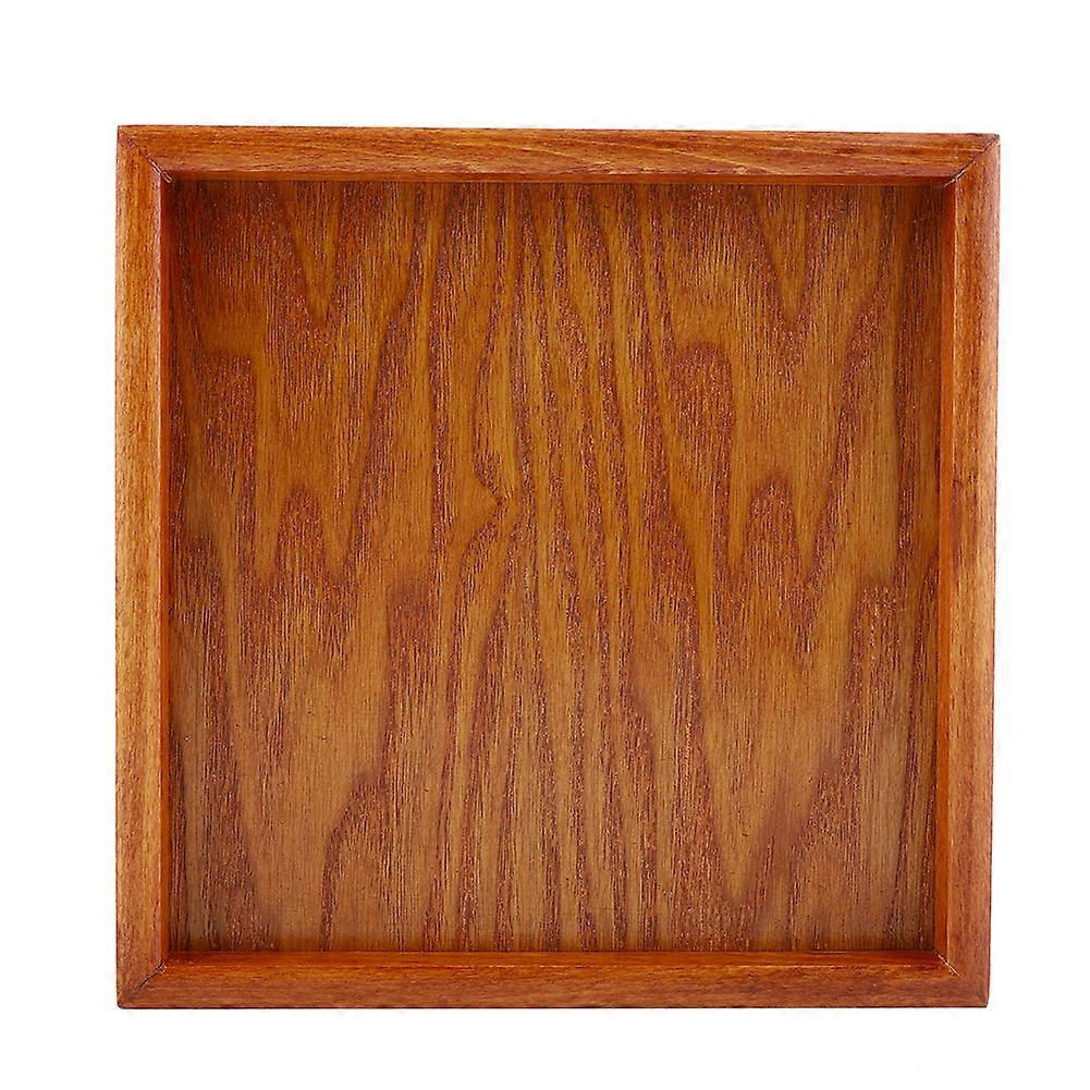 Square Solid Wood Tea Tray Coffee Sushi Snacks Serving Plate compatible Cafe Restaurant(20*20cm)