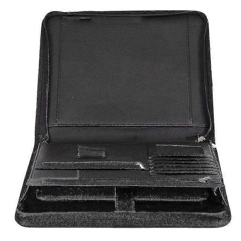 Aay-vegan Leather Folder Zippered Closure Portfolio For Business Ipad/table And Card