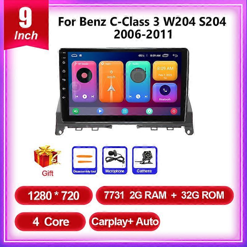 Android 12 Car Multimedia Player For Benz C-Class 3 W204 S204 2006 - 2011 Radio Navigation Stereo Carplay Autoradio GPS 8+128G