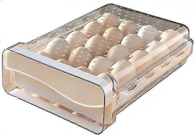 Plastic Egg Box, 20 Grids Drawer Egg Storage Box, Stackable Transparent Fridge Egg Storage Box, For