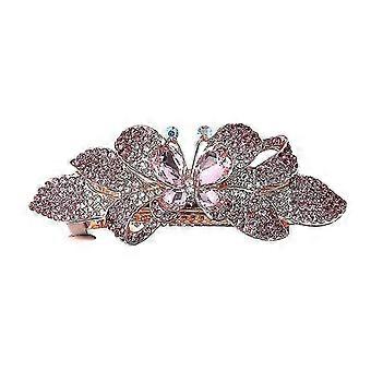 Bowknot Shaped Spring Hairpins Hair Bun Clips Women Bobby Elegant Headdress Size L Pink