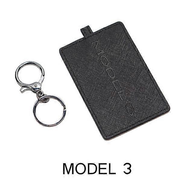 2022New Car Key Card Holder Protector Cover Leather Accessories For Model 3 / Model Y Key Case Key Ring Bag Chain Clip