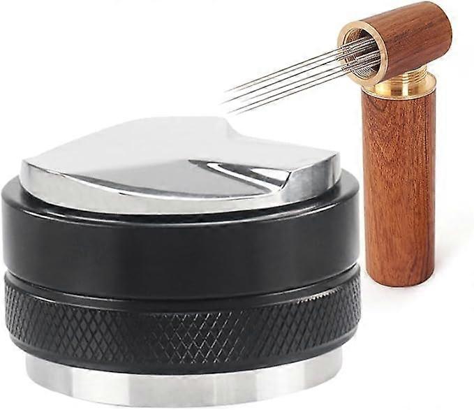 Coffee Dispenser 53mm Espresso Level Tool for Coffee Strainer Holder for Stemming Barista Accessories with Coffee Cloth/Powder Needle