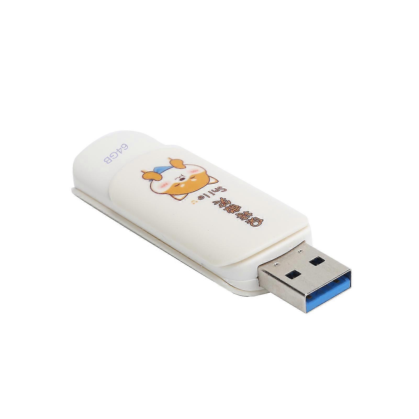 U Disk Portable USB2.0 Flash Drive for Student Cute Data Storage Memory Stick Gift(Slide CoverKeep Smiling 64GB)