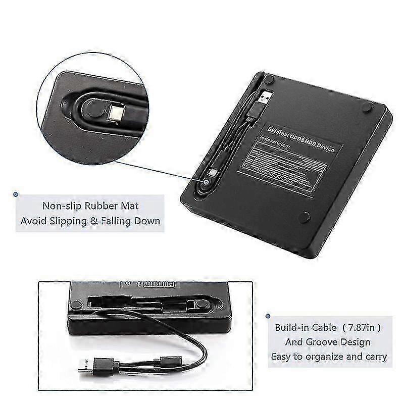 USB 3.0/Type-C Slim External DVD RW CD Writer Drive Burner Reader Player Optical Drives for Laptop