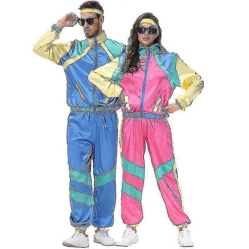 Άνδρες Και Γυναίκες 80s Φόρμα Ρετρό Hip Hop Αντιανεμικό Γυναικεία Disco Σετ Φόρμας Colorblock One Piece Ρούχα Setjacket Αντιανεμικό Ελαστική ζώνη μέσης