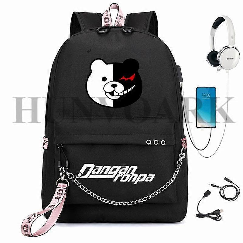 Anime Danganronpa Ryggsäck Utskrifter Studenter Skolväska Nanami ChiaKi Usb Flickor Pojkar Tillbaka till skolan Ryggsäck Kvinnor Laptop Bokväska