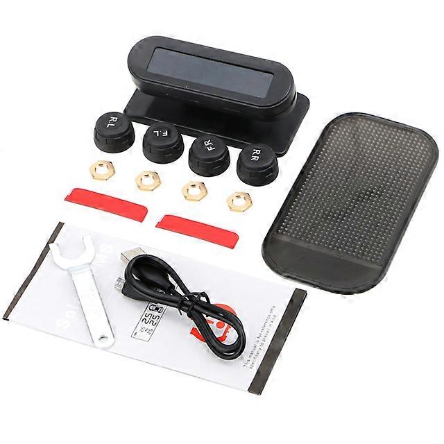 Car Tyre Pressure Monitor Solar TPMS Tire Pressure Monitoring System Temp Warning Fuel Save 4 External Sensors Set Accessories