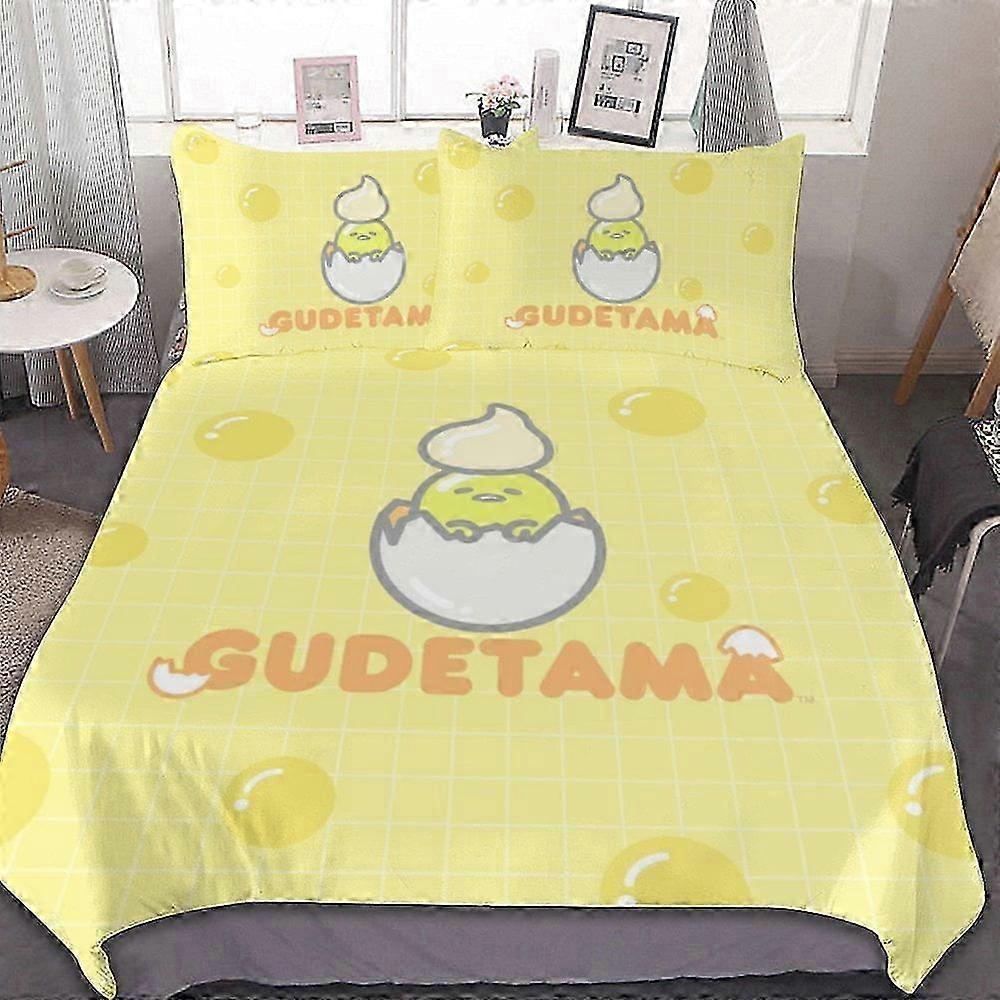 o2813 Lençóis Gudetama Conjunto de Capa de EdredomConjunto de Cama de 3 Peças Macio e Confortável Conjunto de Cama para Quarto (1 Capa de Edredom e 2 Fronhas) Cama Sh