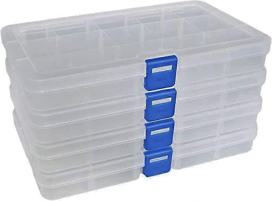 Dww-15 Compartments x 4, Transparent Plastic Storage Box for Jewelry and Tools, Adjustable Multi-Purpose Container