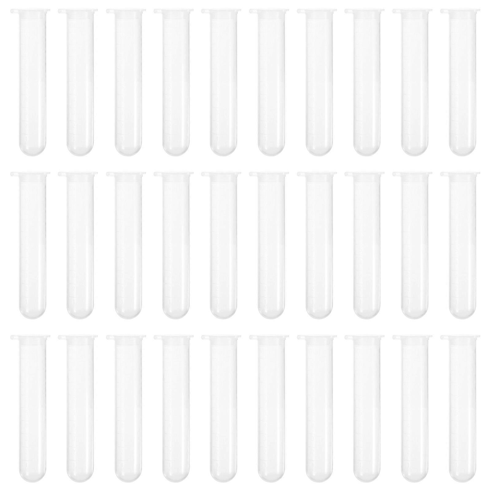 50pcs Test Tubes Sample Testing Tubes Liquids Storage Vials Plastic Testing Tubes with Lid(10ml)