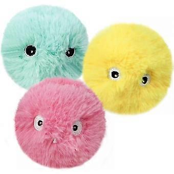 3Pcs Cat Toy Balls,Plush Interactive Chirping Balls with 3 Lifelike Animal Chirping Sounds for Cat Puppy Kitty Kitten