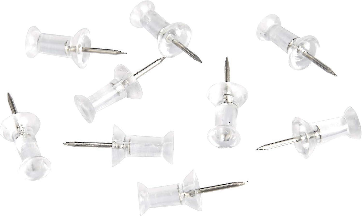 Push Pins Tacks, Clear Plastic Head, Steel Point, 200-Pack