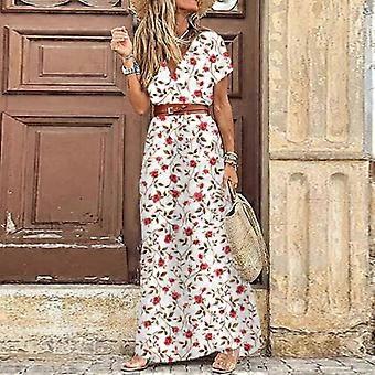 Womens Summer V Neck Floral Dress Ladies Holiday Beach Boho Maxi Dress Size  6-20 | Fruugo UK