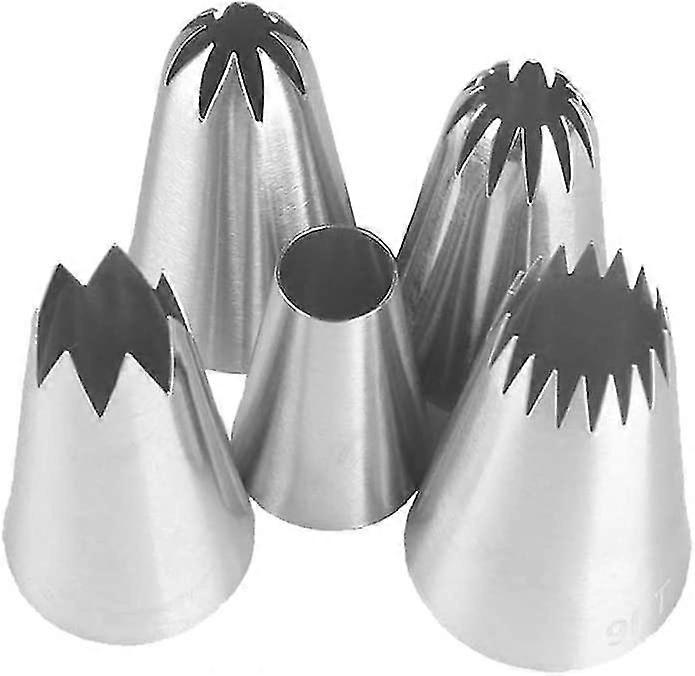Piping Tips Large Cake Decorating Tools, 5 Pack Cake Piping Nozzles Tips Kit - Diy Icing Nozzle Tool For Cupcakes