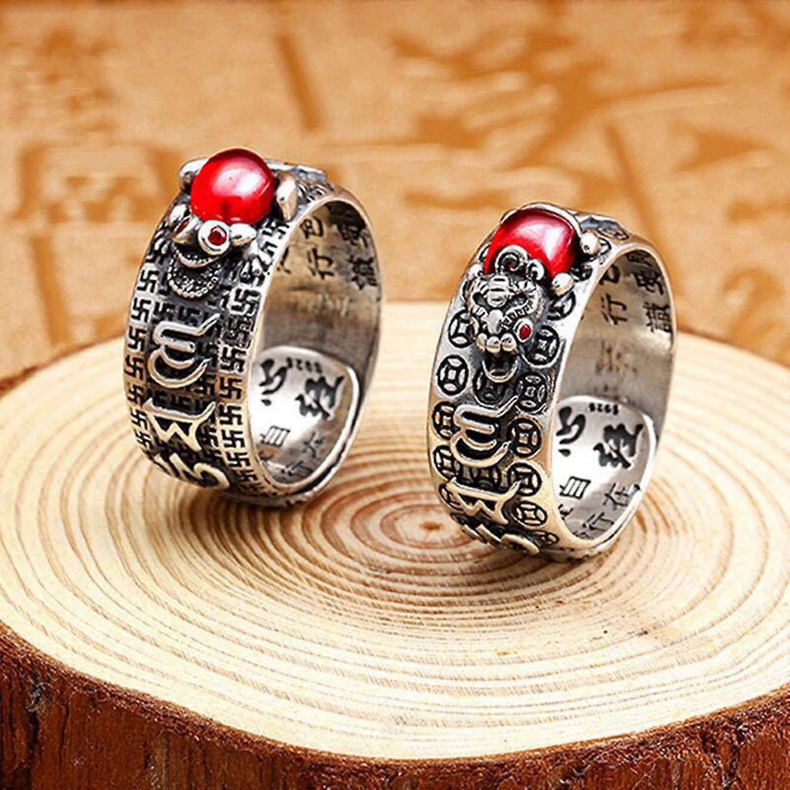 Feng Shui Amulet Open Adjustable Ring Protection Wealth Ring Lucky Jewelry-MXBC
