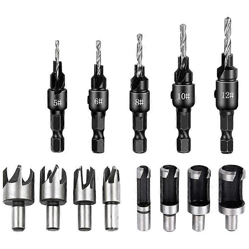 Countersink Woodworking Set 5 Pieces Countersunk Bits Set, 8 Pieces Countersunk Drills for Woodwork