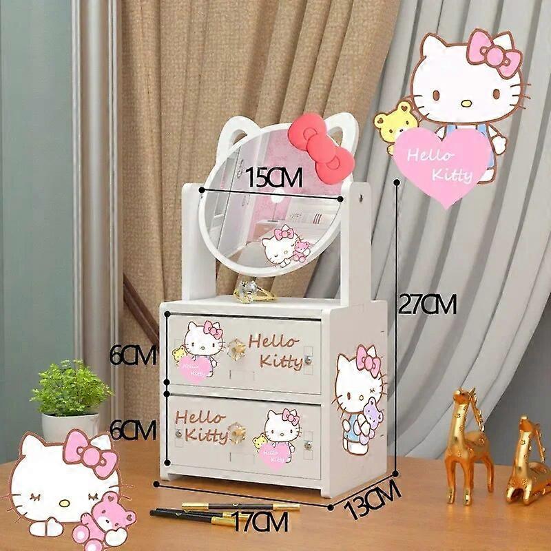 Sanrio My Melody Hello Kitty Jewelry Box with Cosmetic Mirror Desktop  Wooden High Value Drawer Storage Box Cute Jewelry Box Gift