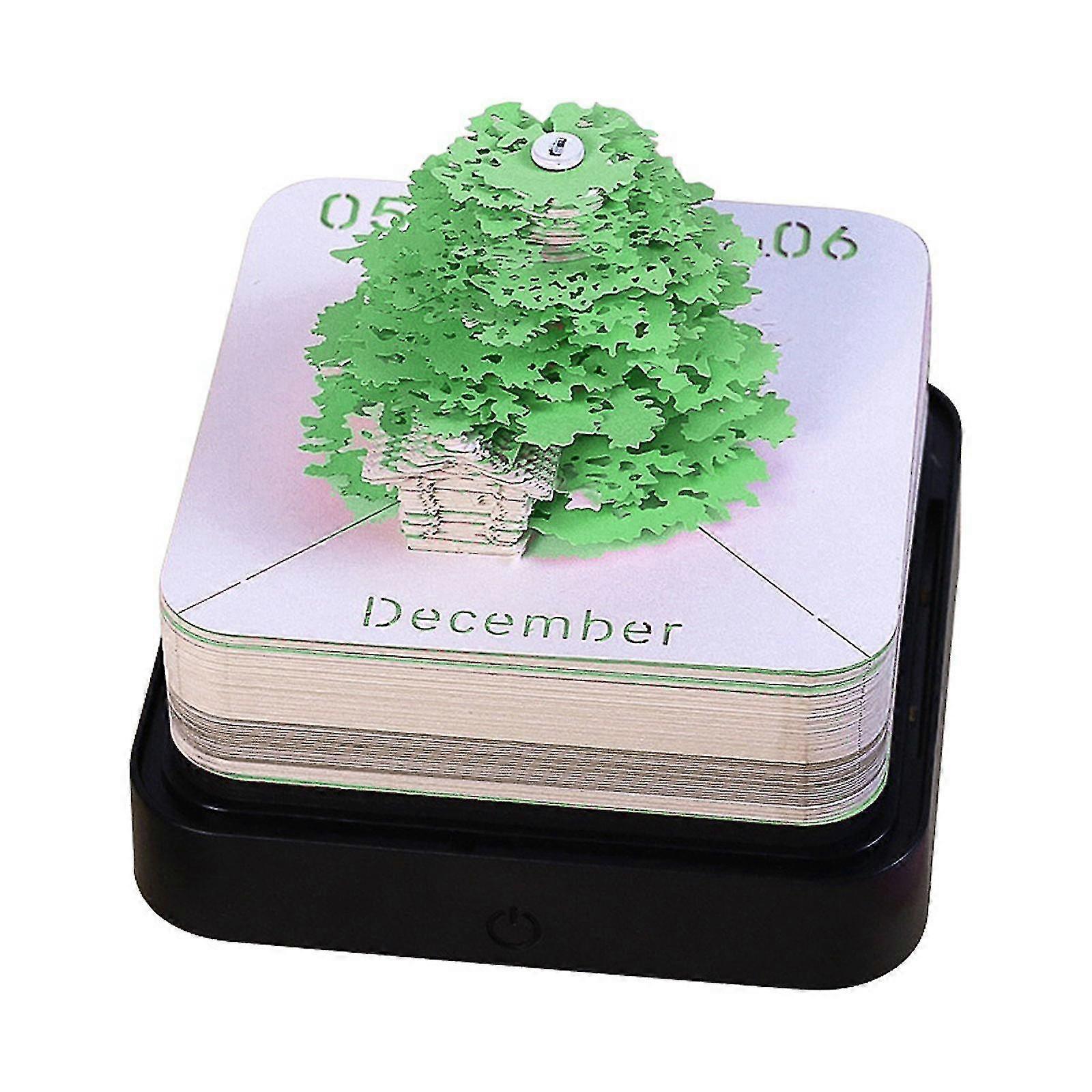 2024 3d Beautiful Sakura Tree Calendar Notepad, Desk Calendar With Lights, Creative Desk Calendar Diy Paper Carving Art Craft Desktop Decoration House