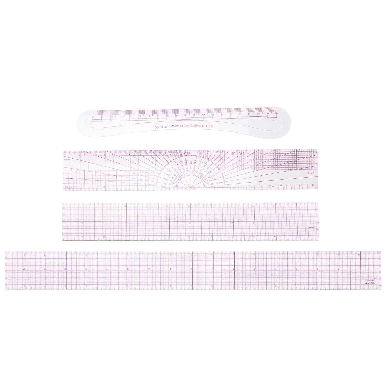 4 Pcs Quilling Tool Sewing Gauge Shape Measure Tool Plastic Straight Measuring Tool French Curve Ruler