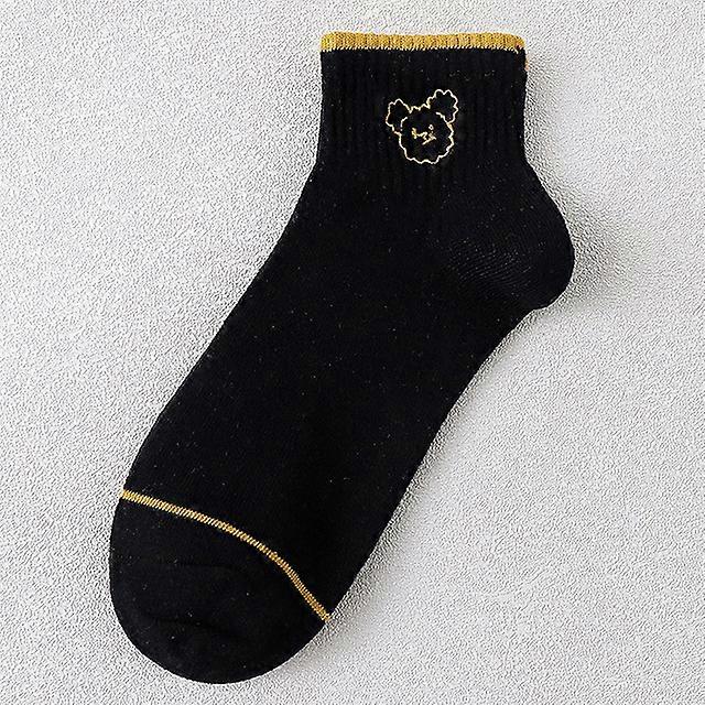 גרבי דוב מצוירים חמודים לנשים באביב ובקיץ גרבי סירה טהורים כותנה לנשים Kawaii בסגנון קוריאני גרב טרי לבן לנשים -2 זוגות, גודל אחד