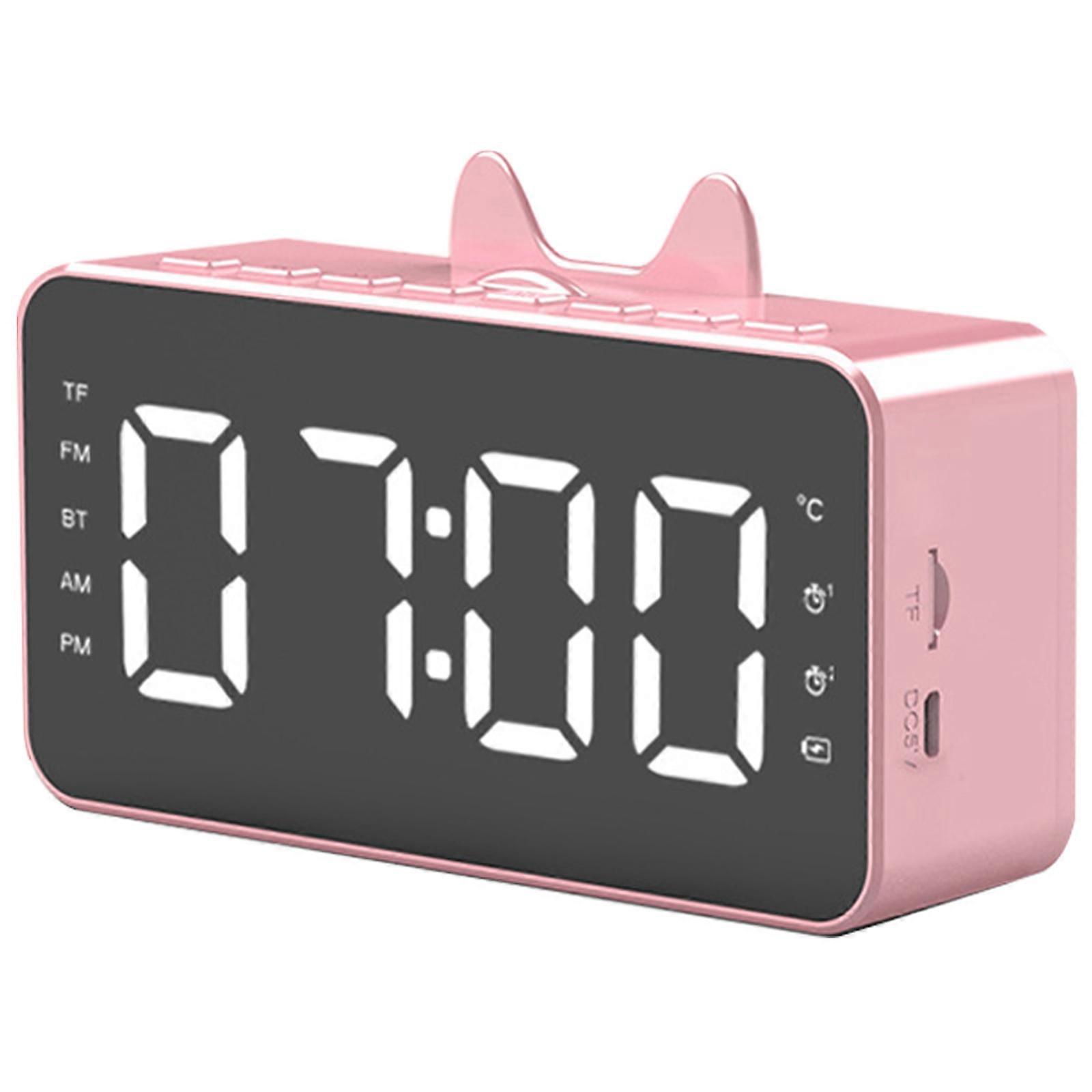 Digital Alarm Clock Mirror LED Display Bluetooth Speaker With FM Radio Wireless