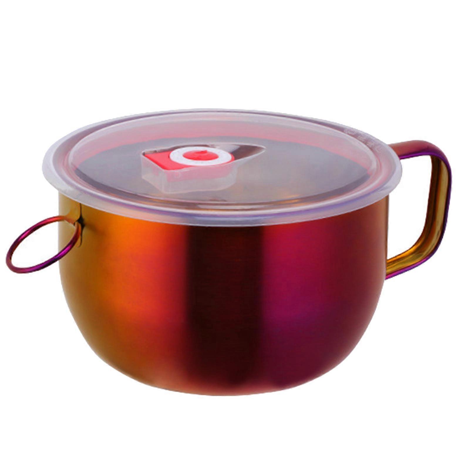 Instant Noodle Bowl Heat-resistant Non-slip Large Capacity Anti-scalding Handle Food Container with Lid for Home