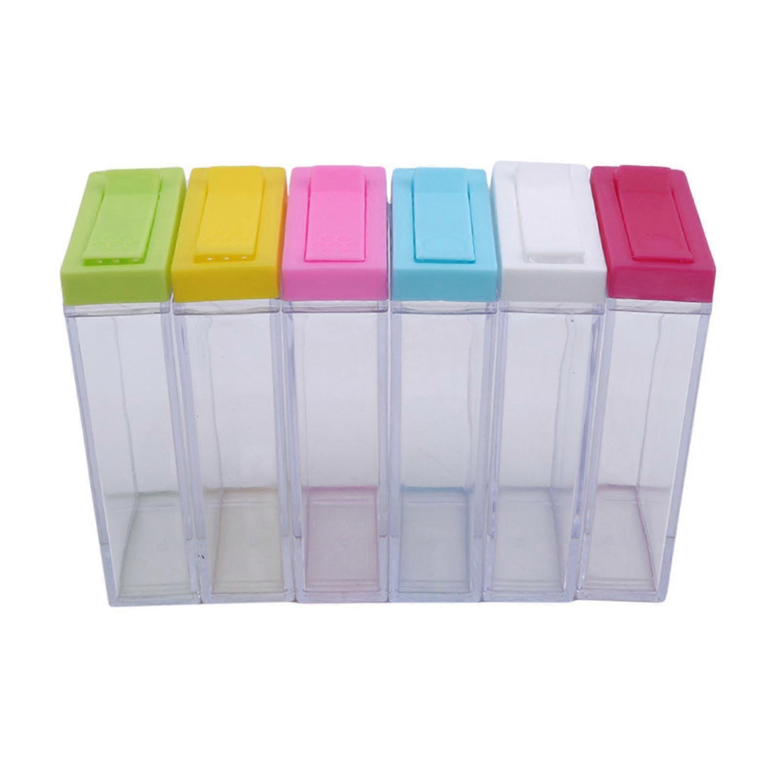 6 Grids Clear Seasoning Box Transparent Barbecue Storage Condiment Jars With Lid For Salt Pepper Sugar Cruet