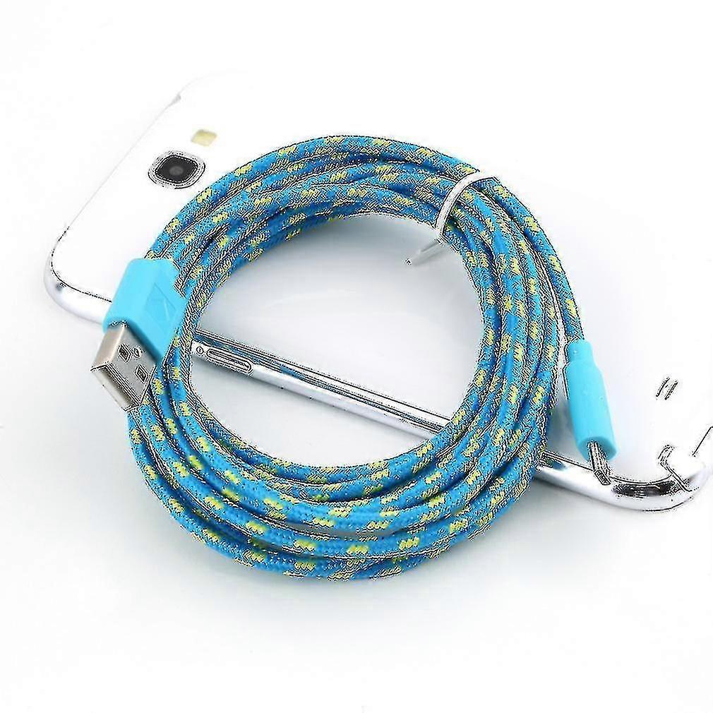 3meter/10ft Hemp Rope Micro Usb Charger Sync Data Cable Cord For Cell Phone